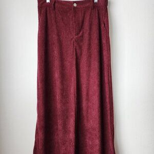 Women's Corduroy Western Maxi Long Aline Red Burgundy Skirt Size XL